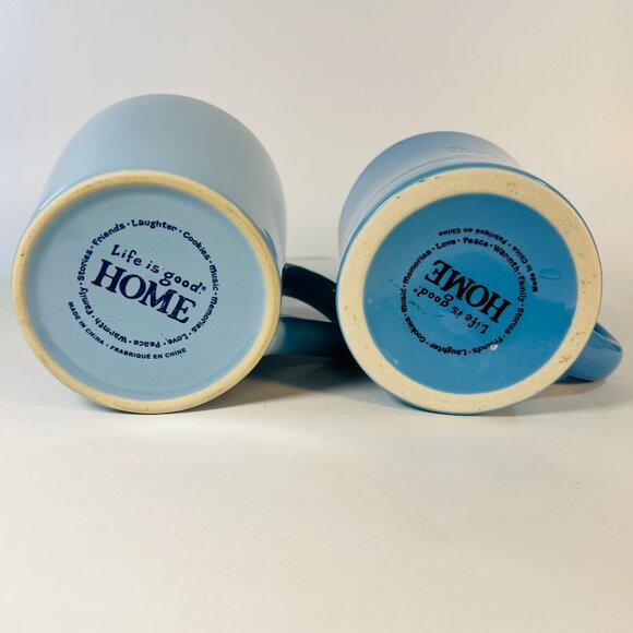 Life Is Good Ceramic Mug Set of 2 Heart & Flower Designs "Do what you like." - Picture 3 of 3